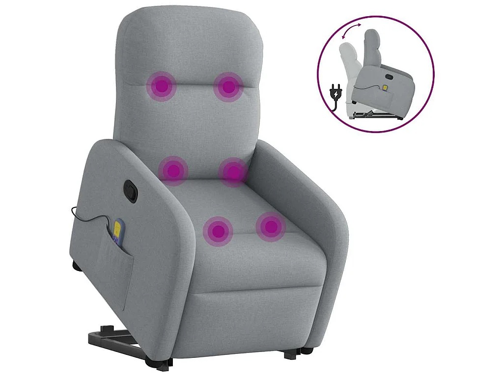 Fauteuil de massage inclinable Gris clair Tissu