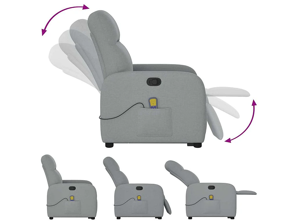 Fauteuil de massage inclinable Gris clair Tissu
