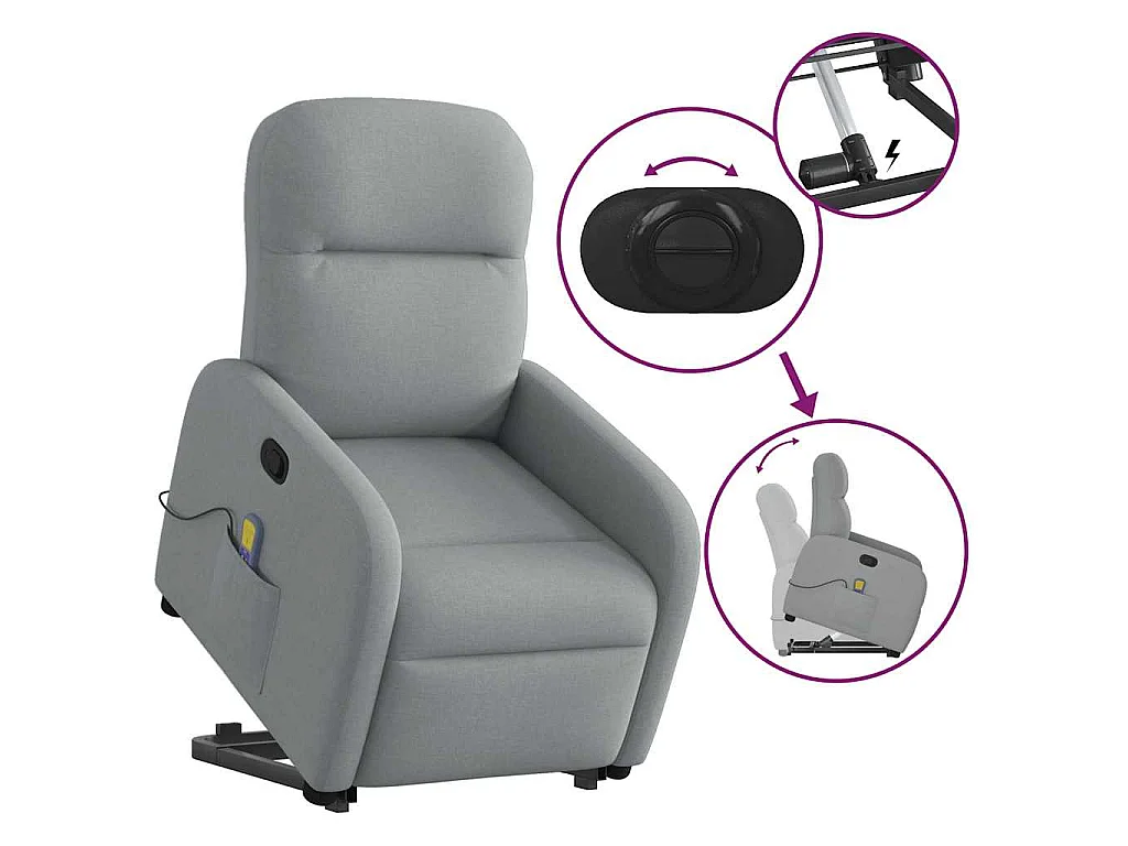 Fauteuil de massage inclinable Gris clair Tissu