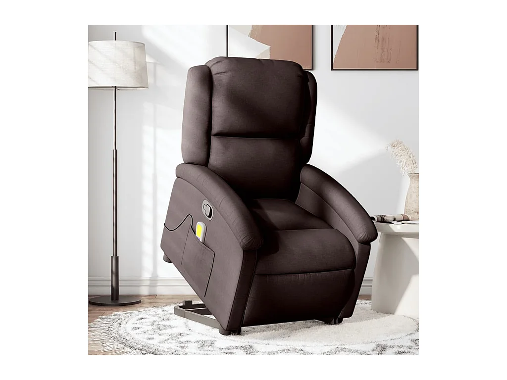Fauteuil inclinable de massage Marron foncé Tissu