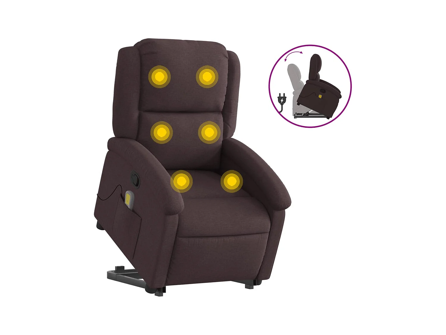 Fauteuil inclinable de massage Marron foncé Tissu
