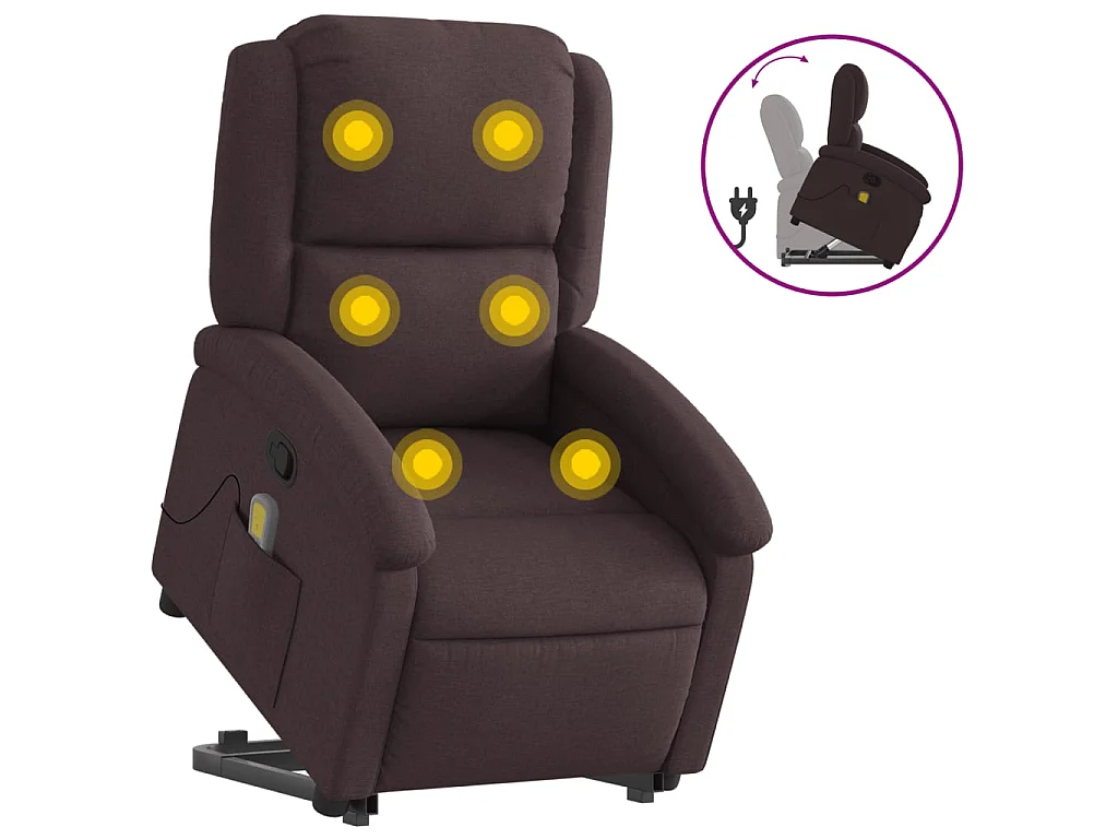 Fauteuil inclinable de massage Marron foncé Tissu
