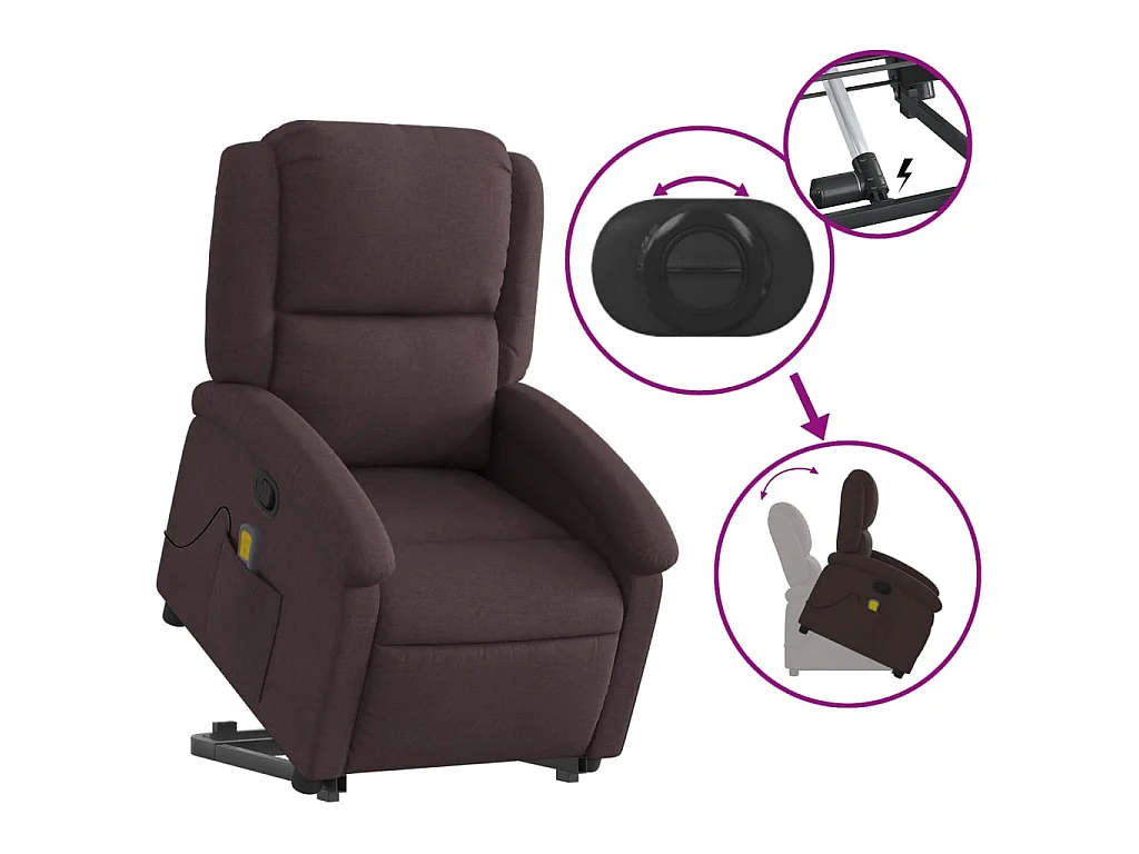 Fauteuil inclinable de massage Marron foncé Tissu