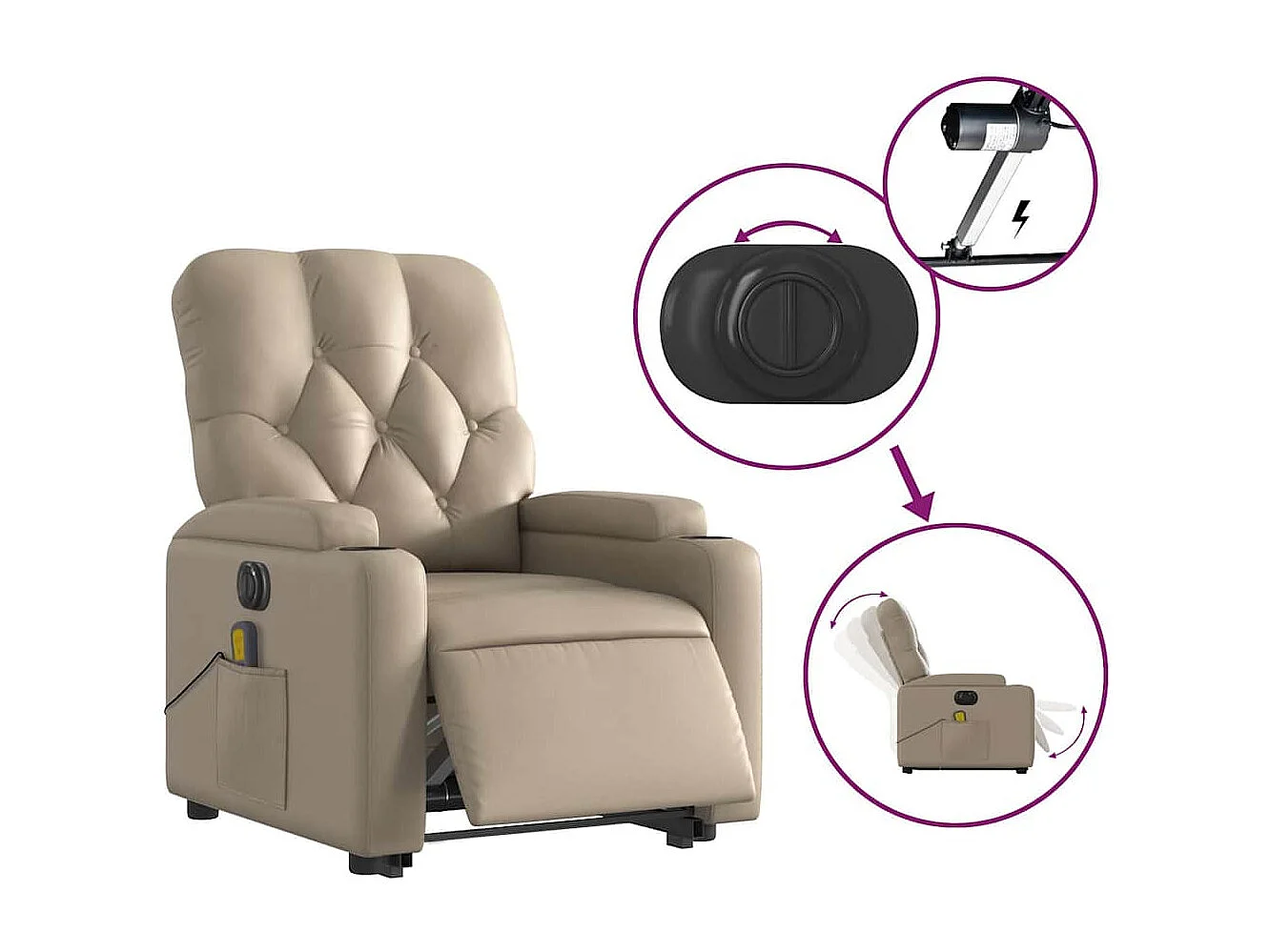 Fauteuil inclinable de massage électrique cappuccino similicuir