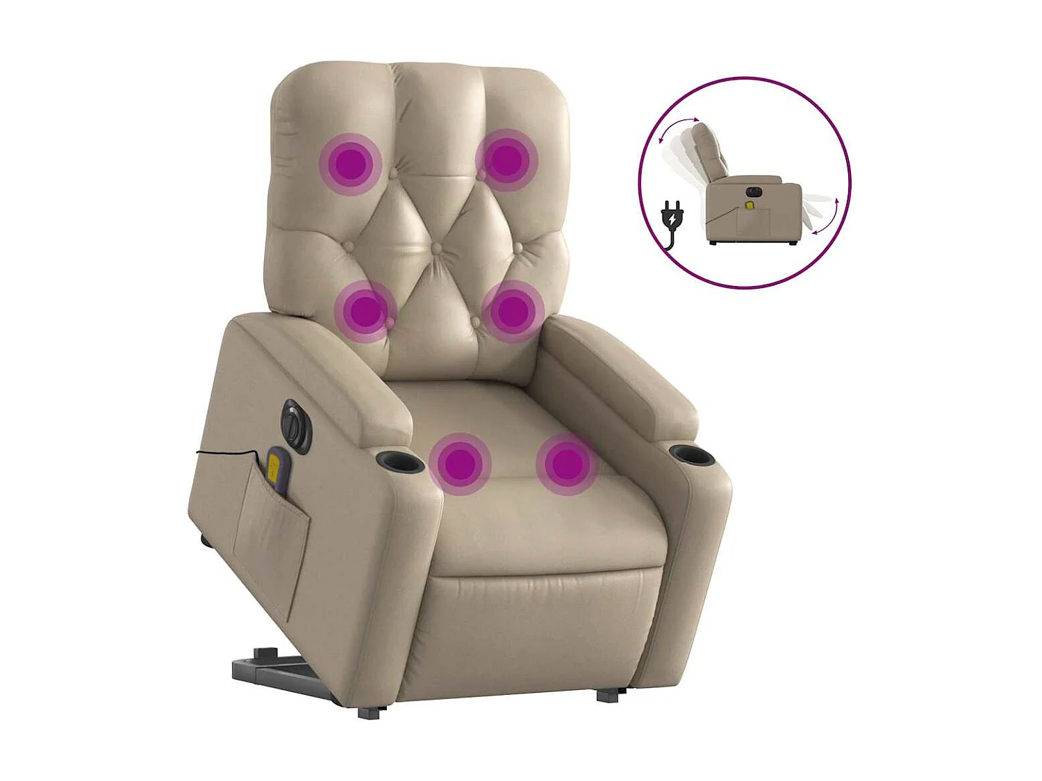 Poltrona Alzapersona Massaggio Elettrica Cappuccino Similpelle