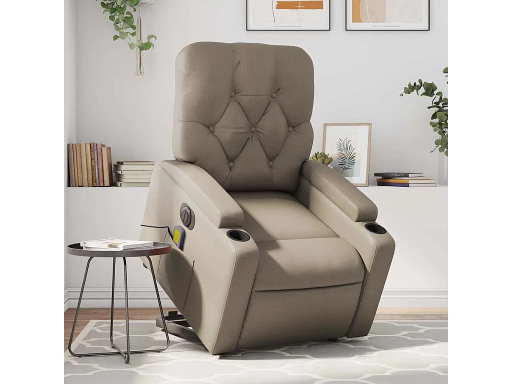 Poltrona Alzapersona Massaggio Elettrica Cappuccino Similpelle