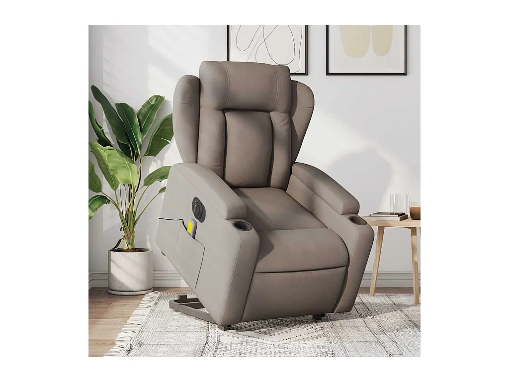 Fauteuil inclinable de massage électrique Taupe Tissu