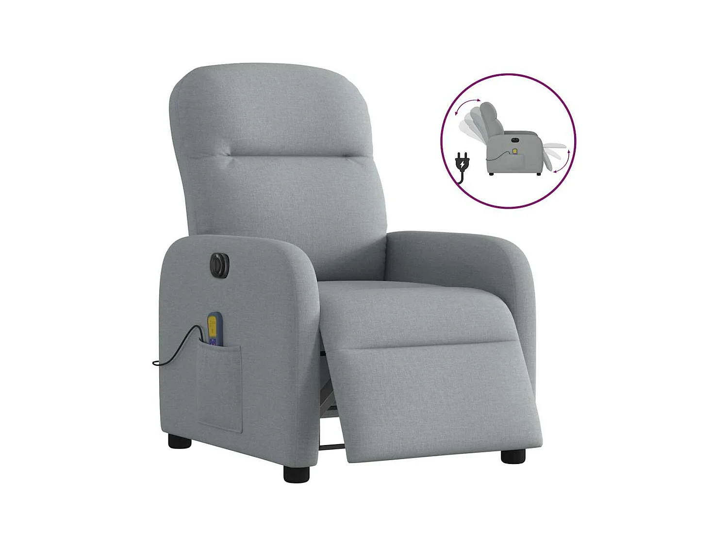 Fauteuil de massage inclinable électrique gris clair tissu