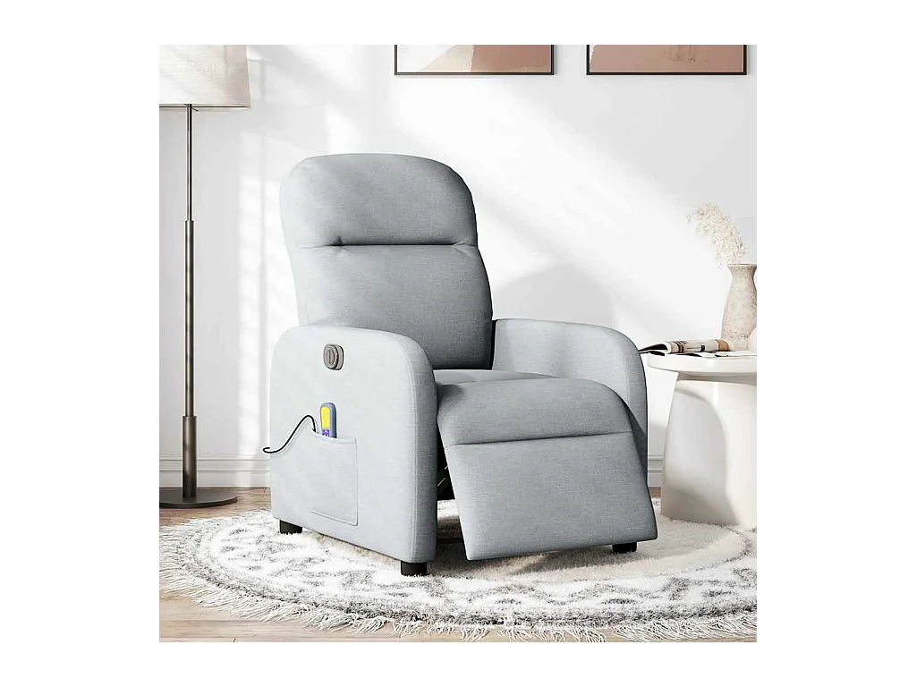 Fauteuil de massage inclinable électrique gris clair tissu