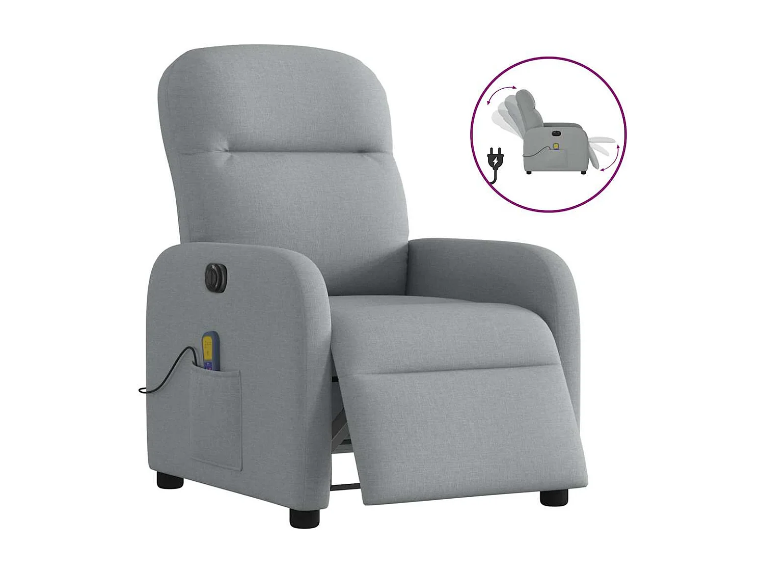Sillón reclinable de masaje eléctrico tela gris claro