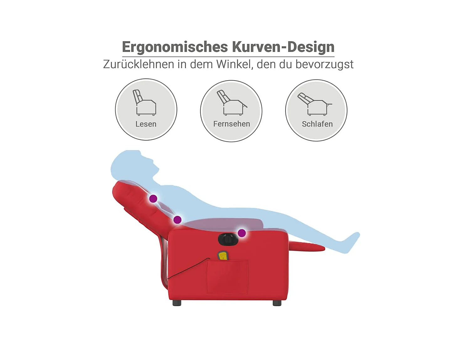 Fauteuil de massage inclinable électrique rouge similicuir