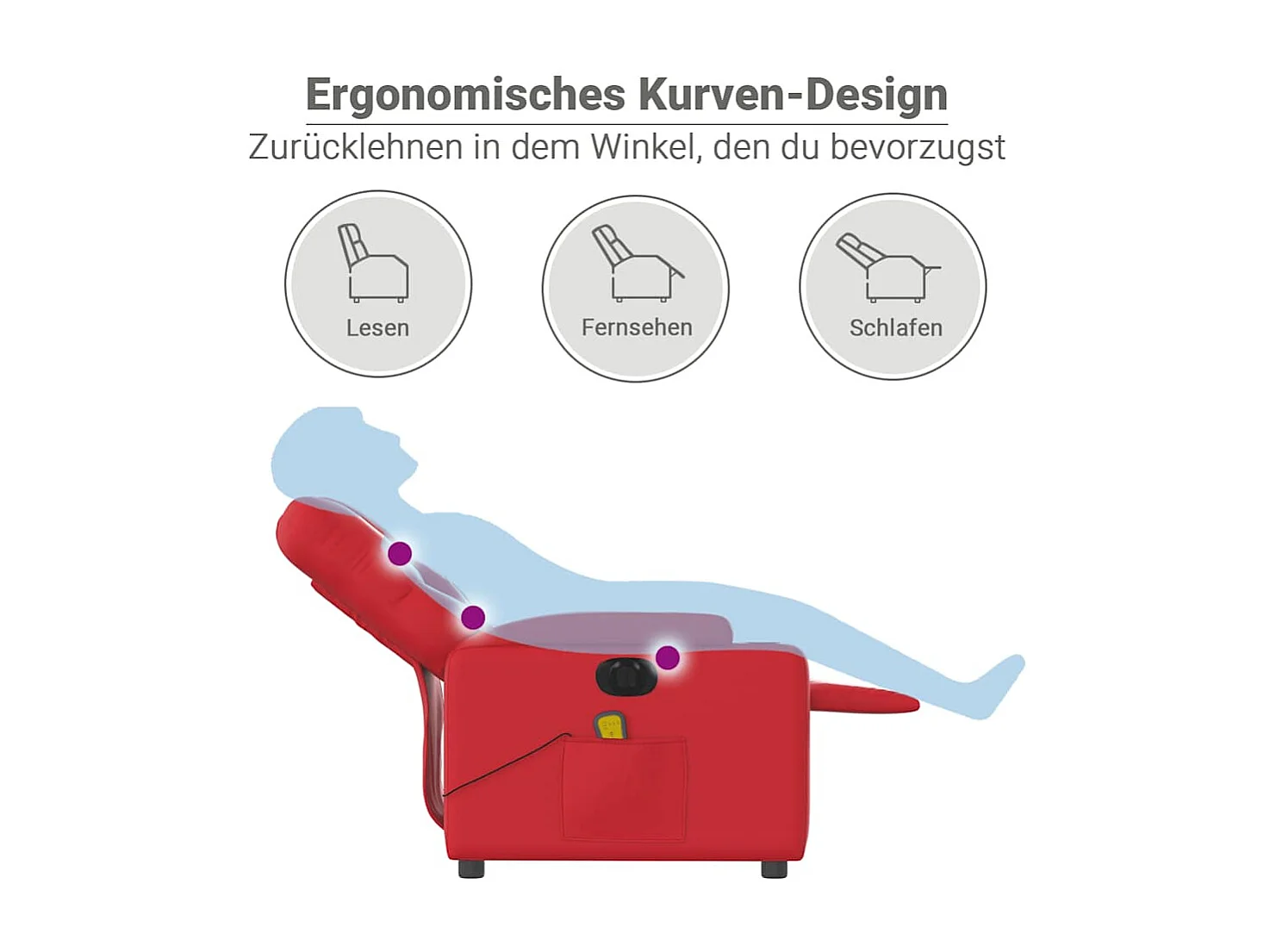 Massagesessel Elektrisch Rot Kunstleder