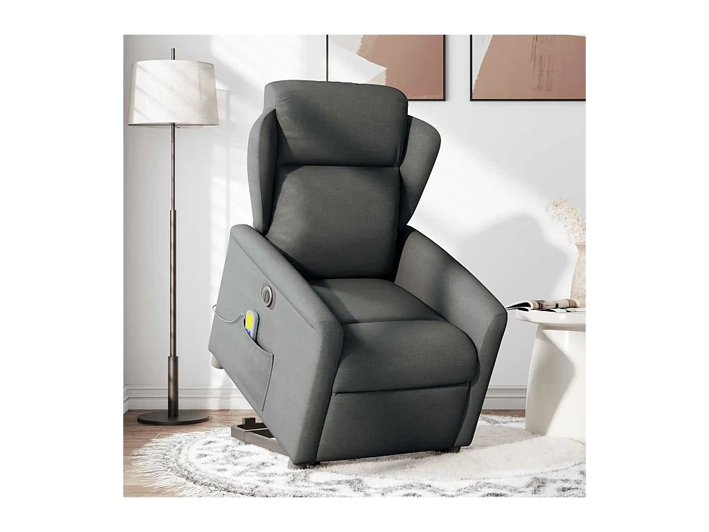 Fauteuil inclinable de massage électrique Gris foncé Tissu