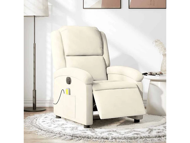 Massagestoel elektrisch verstelbaar fluweel crèmekleurig