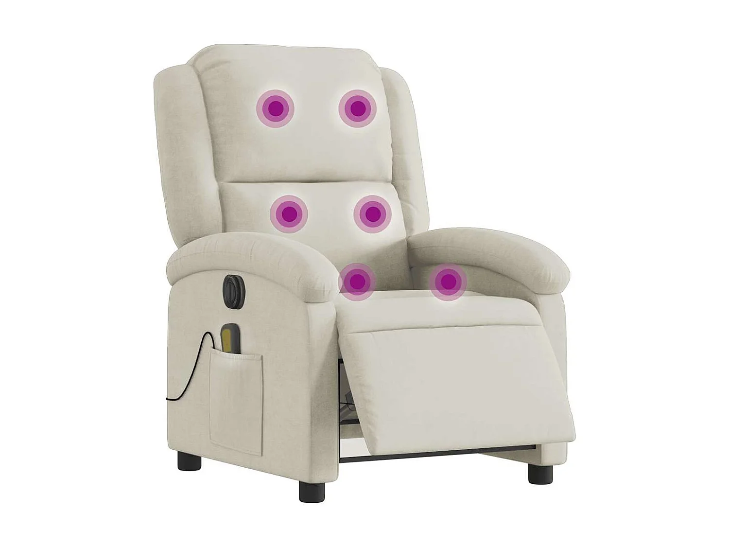 Fauteuil inclinable de massage électrique crème velours