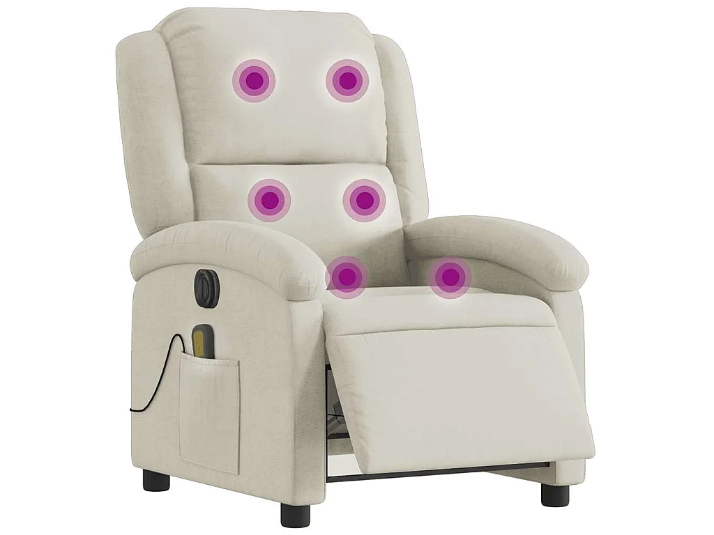 Poltrona de massagens reclinável elétrica veludo cor creme