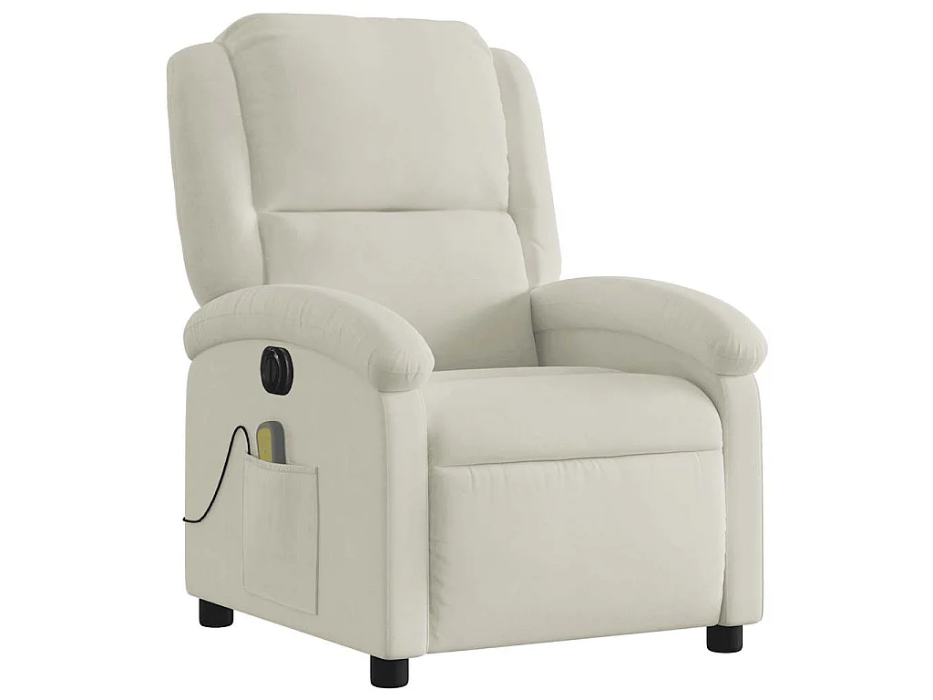 Poltrona de massagens reclinável elétrica veludo cor creme