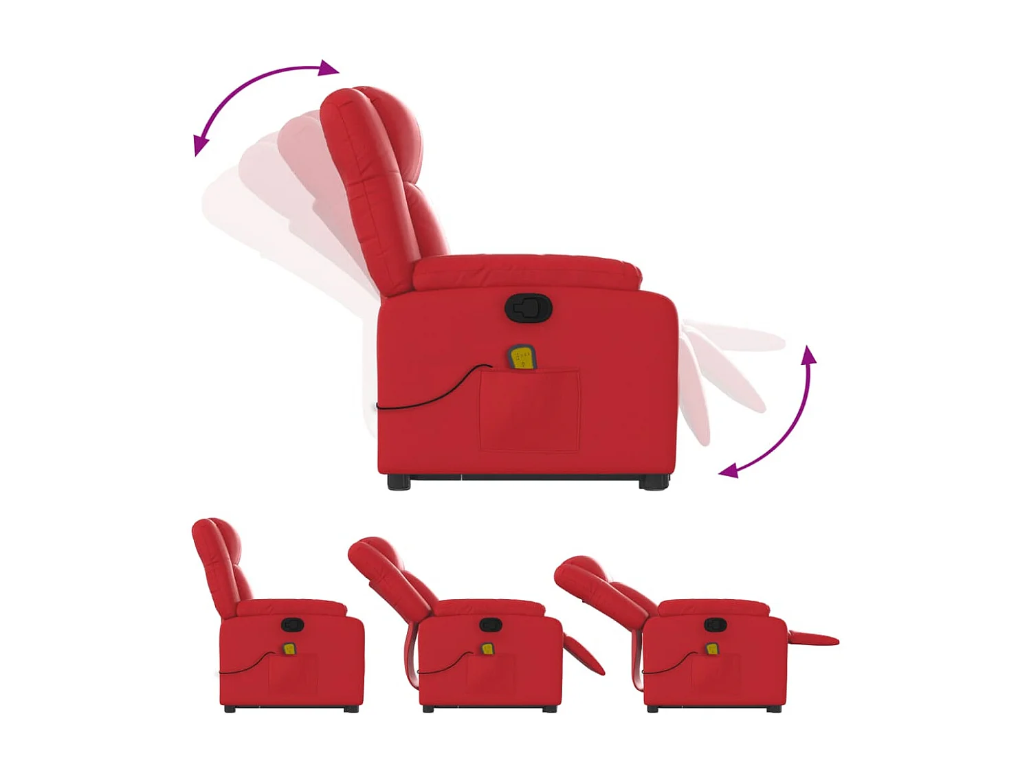 Fauteuil inclinable de massage Rouge Similicuir