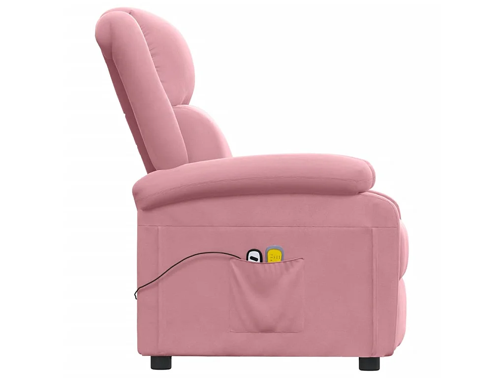 Poltrona Elettrica Reclinabile Massaggio in Velluto Rosa