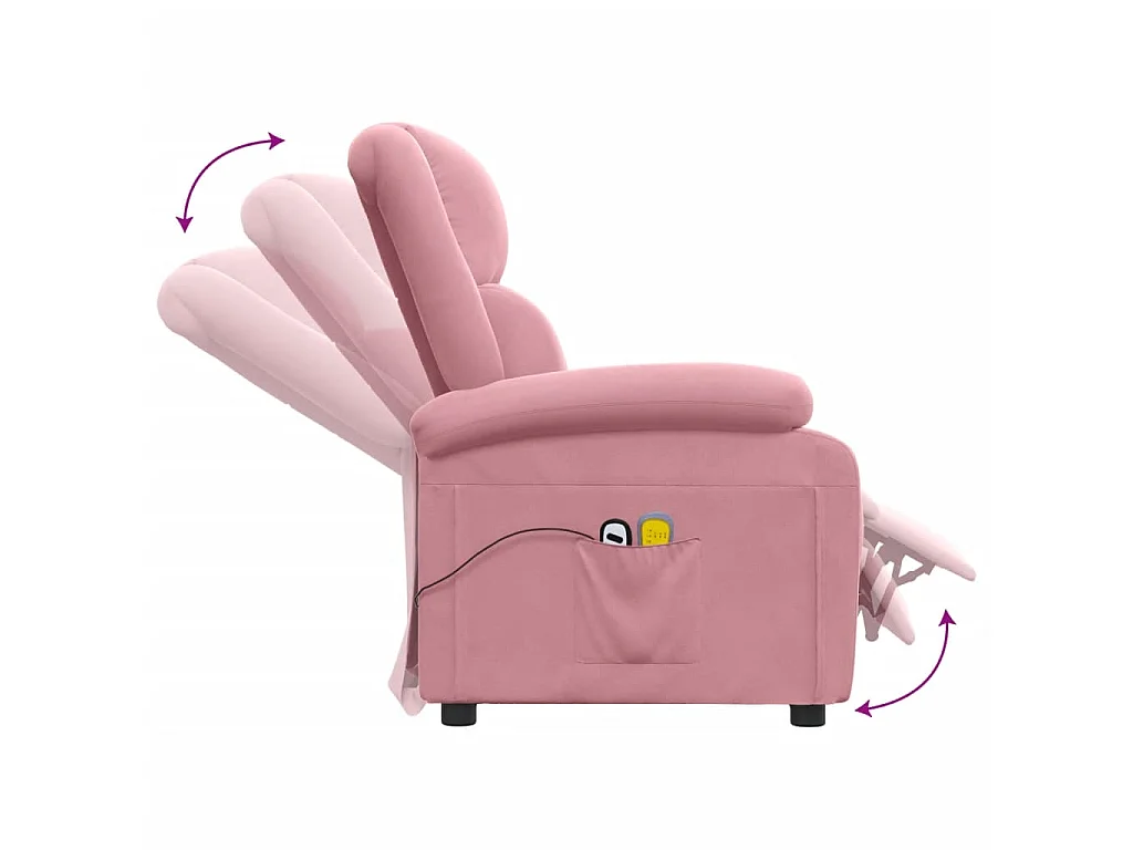 Poltrona Elettrica Reclinabile Massaggio in Velluto Rosa