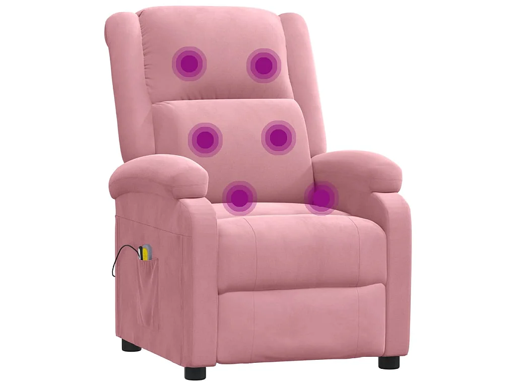 Poltrona Elettrica Reclinabile Massaggio in Velluto Rosa
