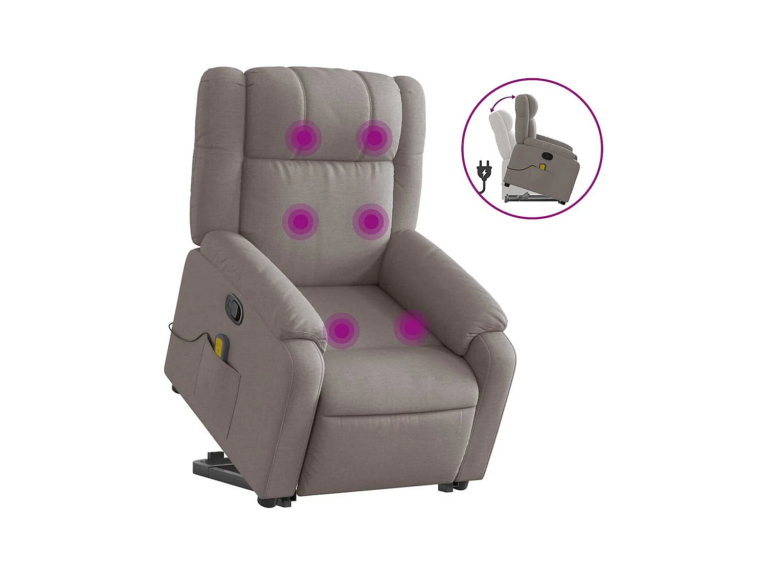 Fauteuil inclinable de massage Taupe Tissu