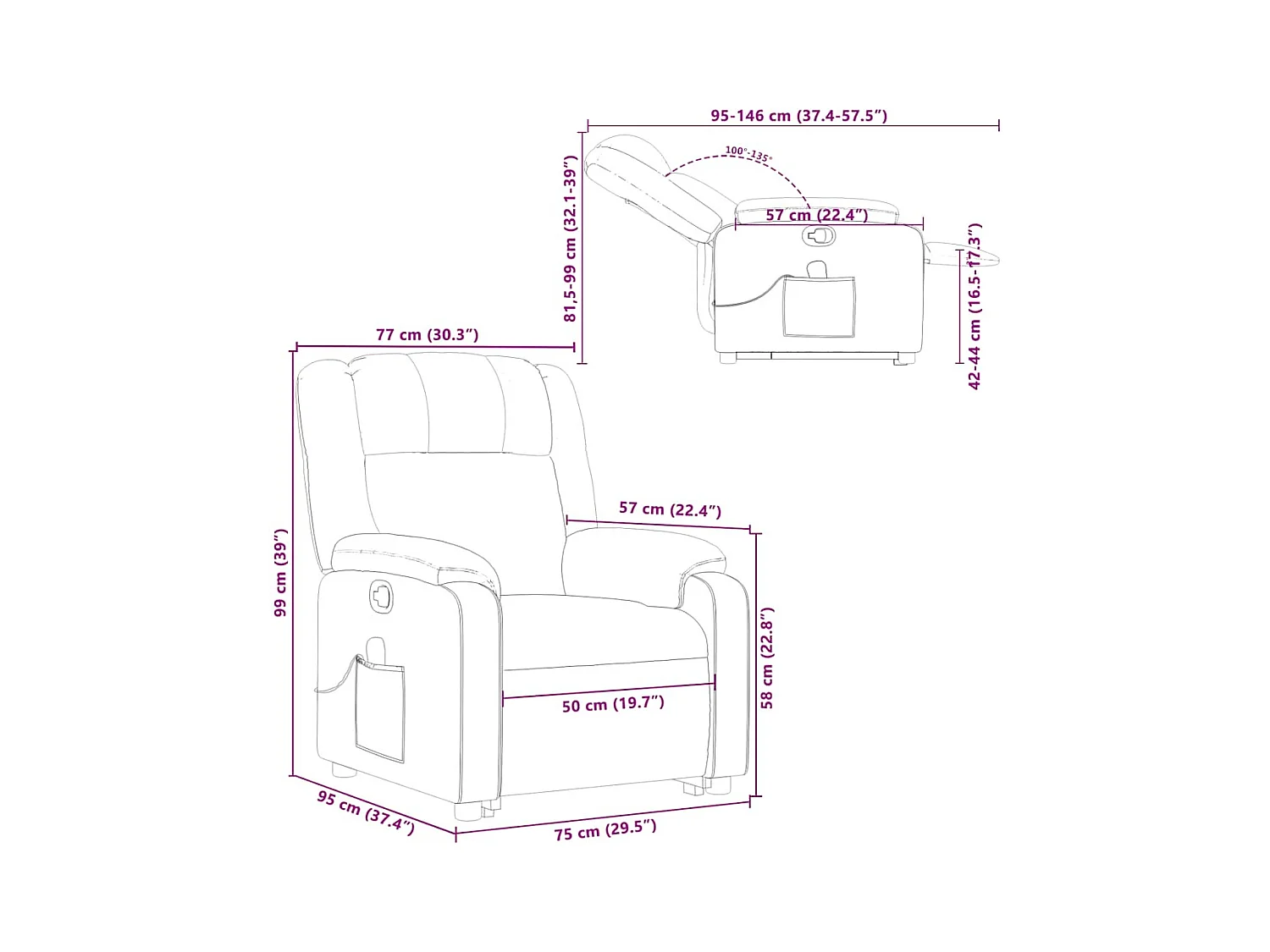 Fauteuil inclinable de massage Taupe Tissu