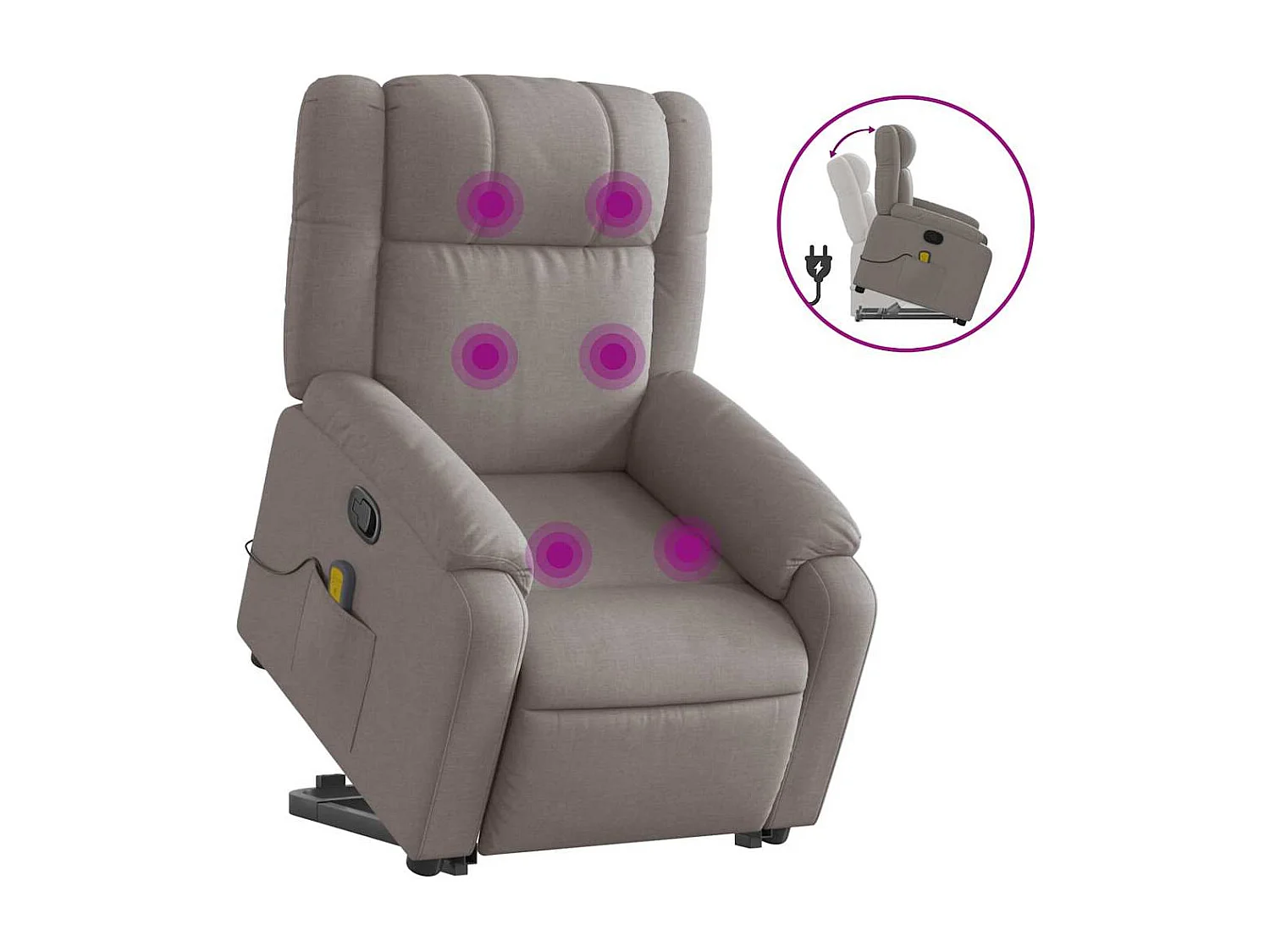 Fauteuil inclinable de massage Taupe Tissu