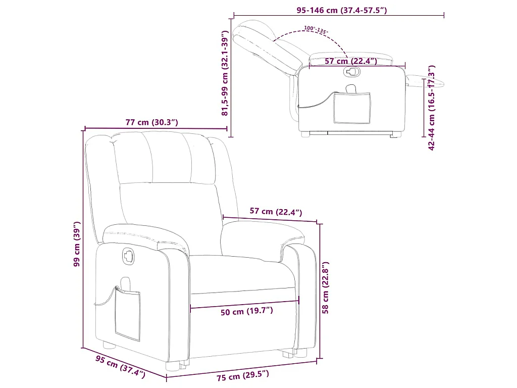 Fauteuil inclinable de massage Taupe Tissu