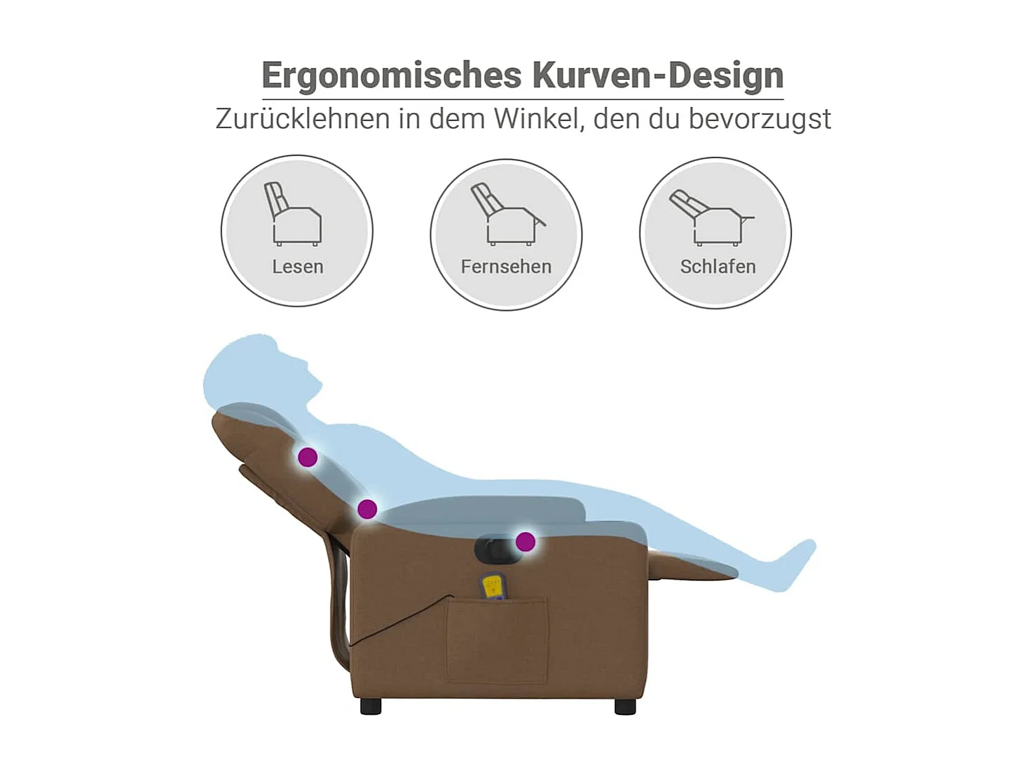 Fauteuil inclinable de massage électrique marron tissu