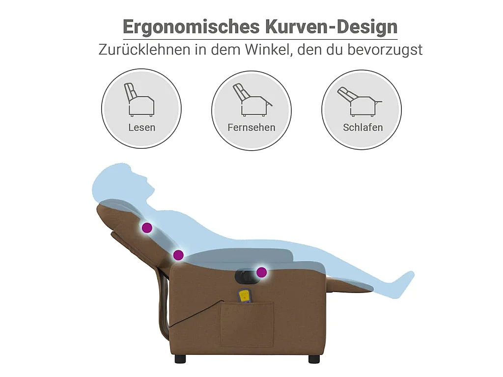 Poltrona Massaggiante Reclinabile Elettrica Marrone in Tessuto