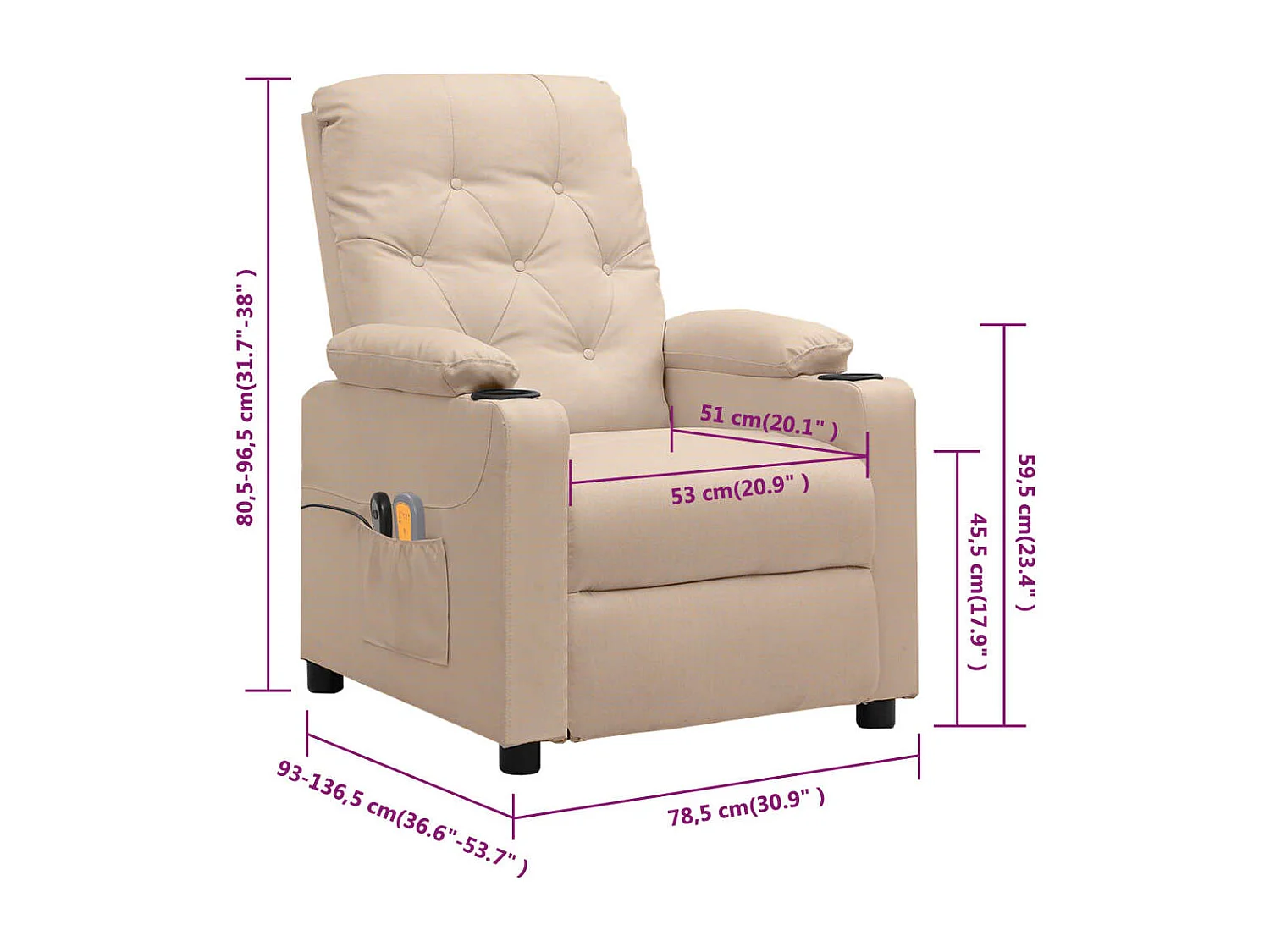 Fauteuil électrique de massage Crème Tissu