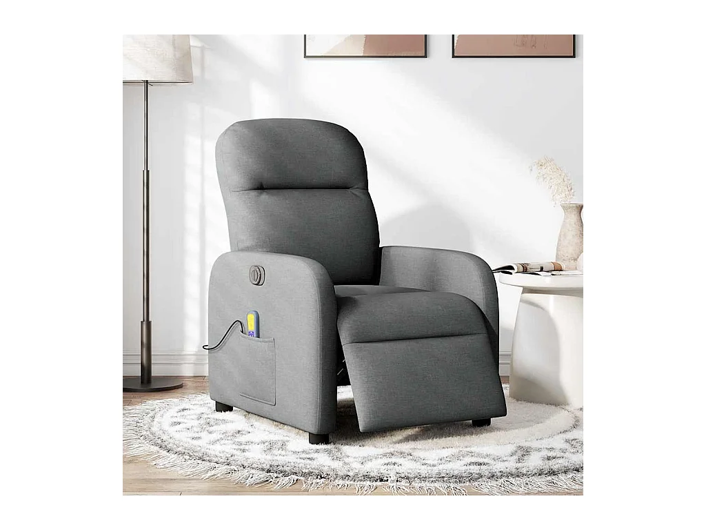 Fauteuil inclinable de massage électrique gris foncé tissu