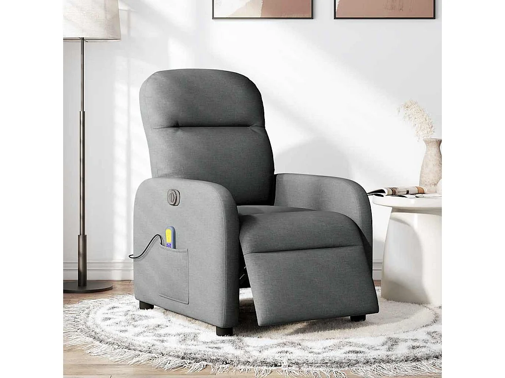 Sillón reclinable de masaje eléctrico tela gris oscuro