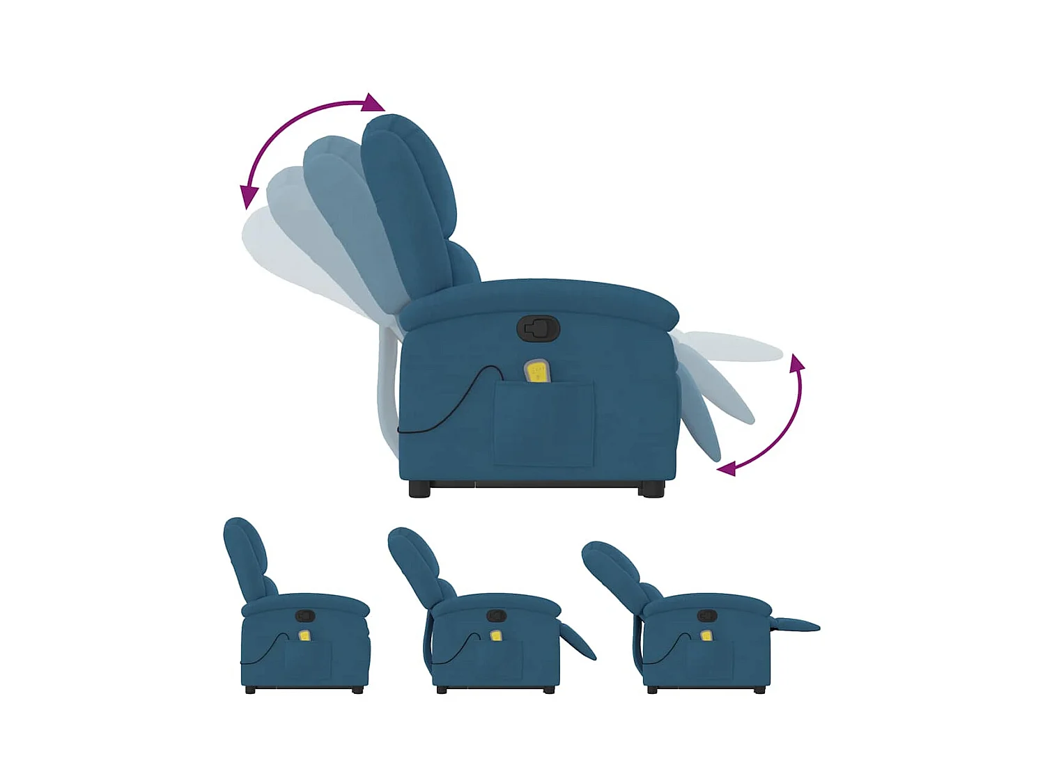 Fauteuil de massage inclinable Bleu Velours