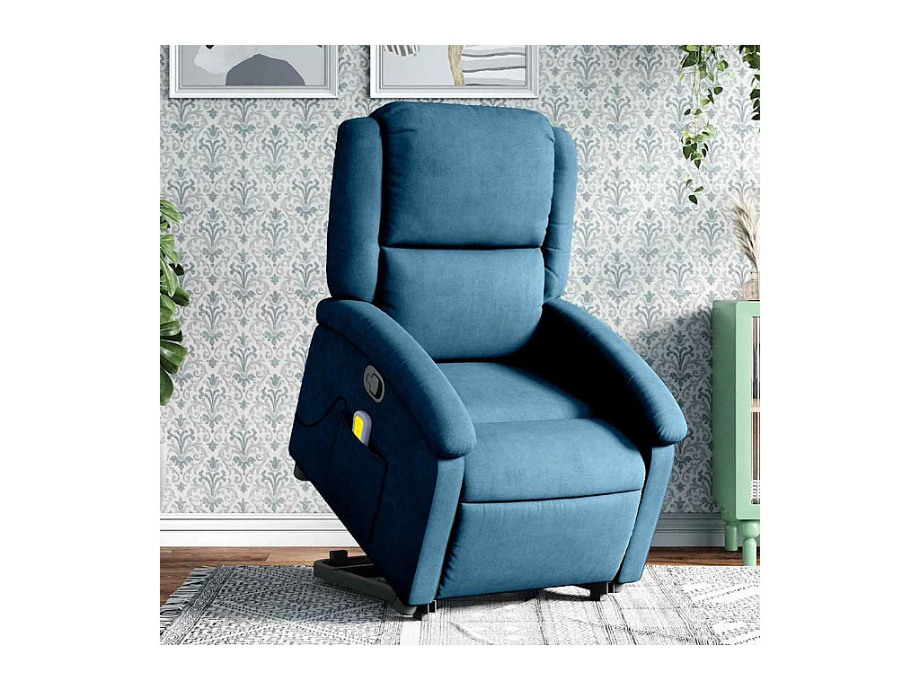 Sta-op-massagestoel verstelbaar fluweel blauw