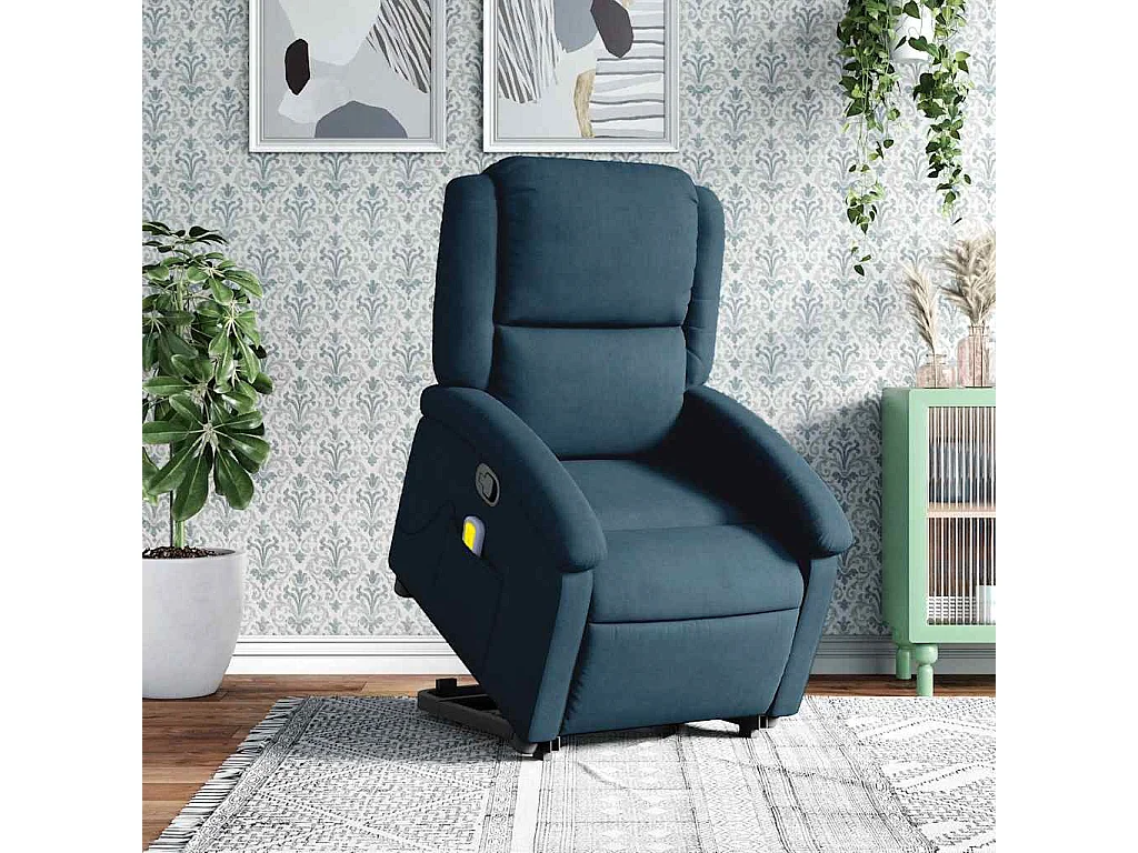 Fauteuil de massage inclinable Bleu Velours
