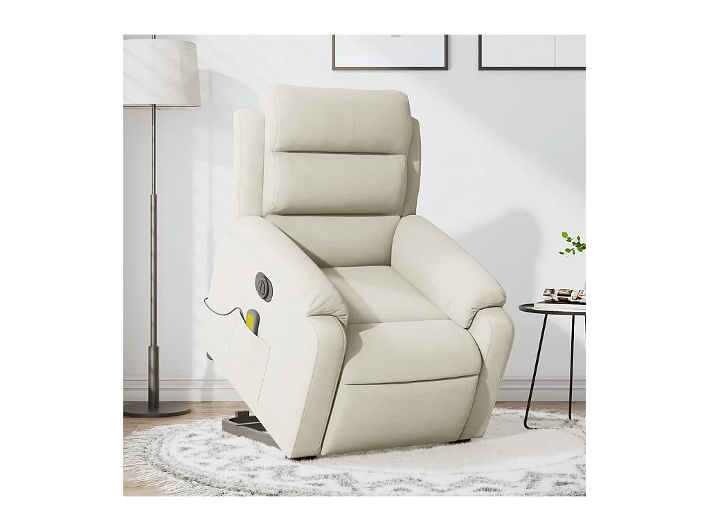 Fauteuil inclinable de massage électrique crème velours