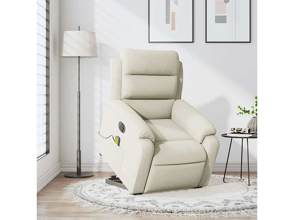 Fauteuil inclinable de massage électrique crème velours
