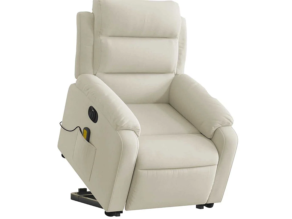 Fauteuil inclinable de massage électrique crème velours