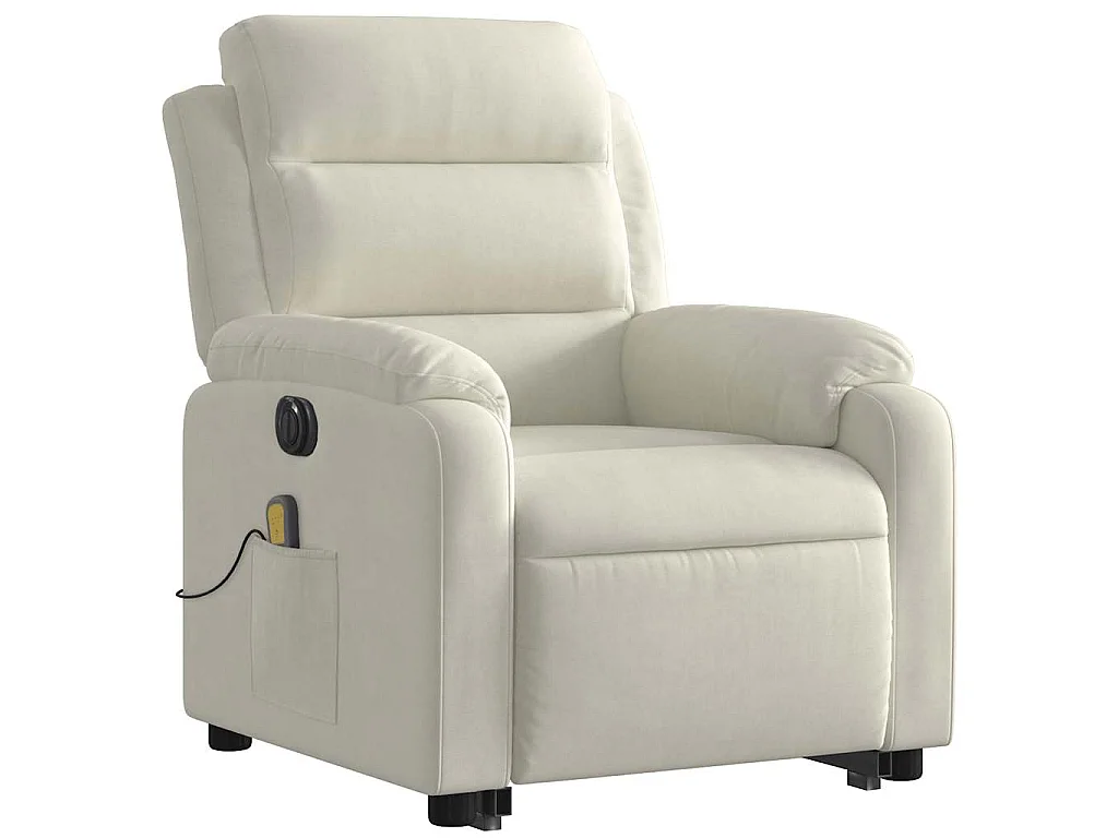 Fauteuil inclinable de massage électrique crème velours