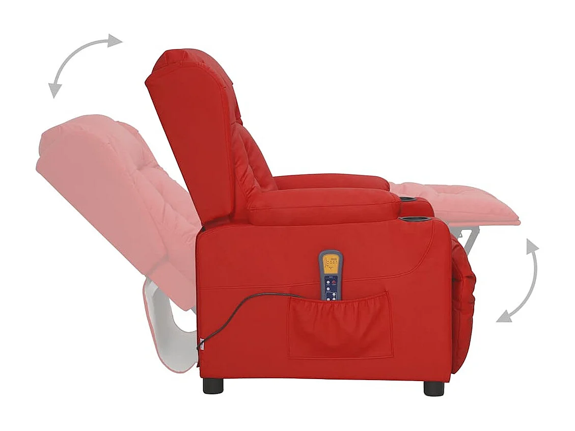 Sillón de masaje elevable cuero sintético rojo tinto