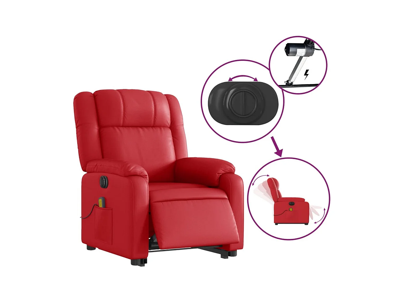 Fauteuil inclinable de massage électrique rouge similicuir