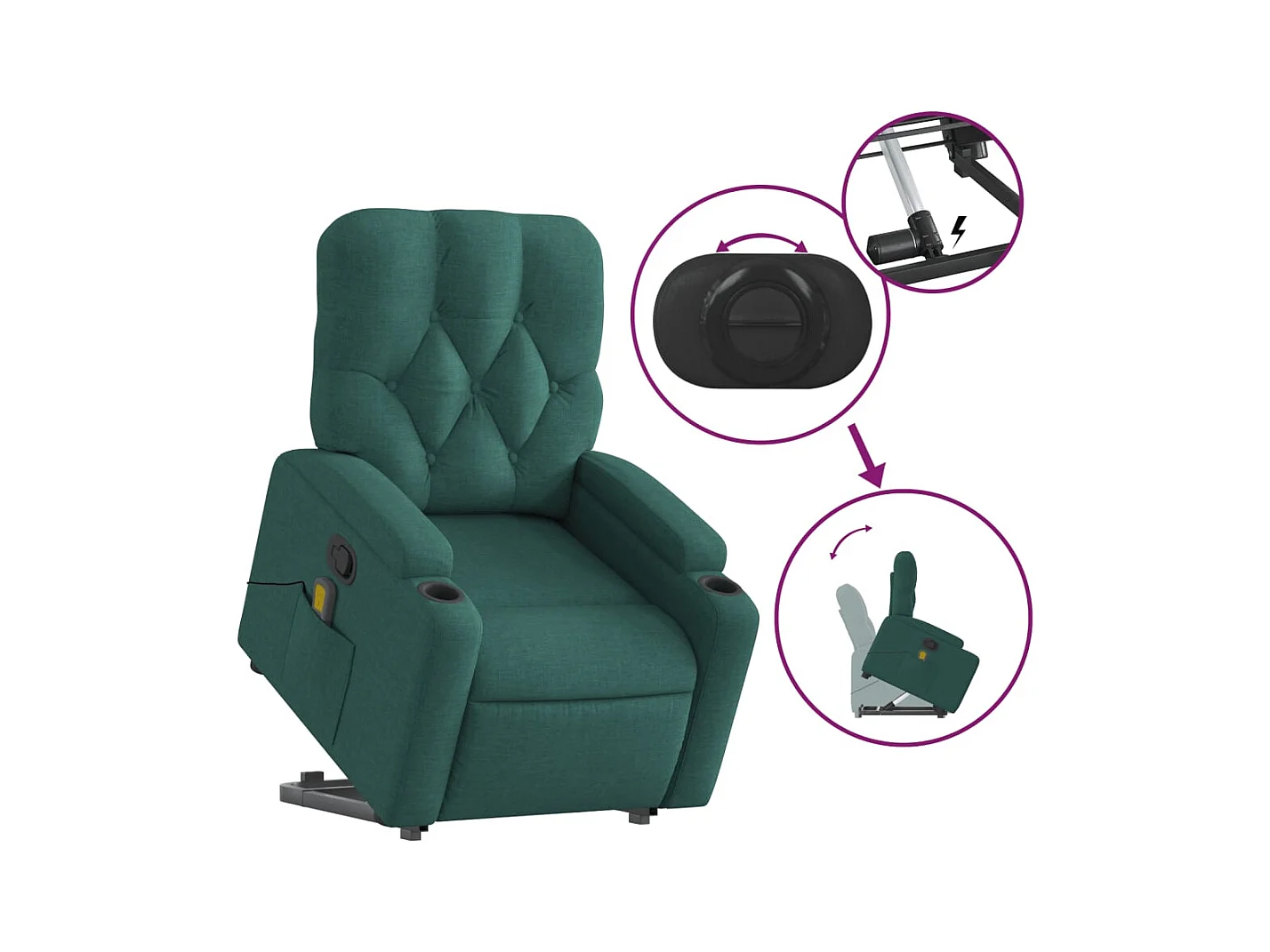Fauteuil inclinable de massage Vert foncé Tissu