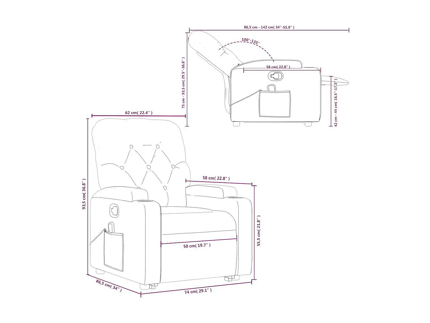 Massagesessel mit Aufstehhilfe Dunkelgrün Stoff