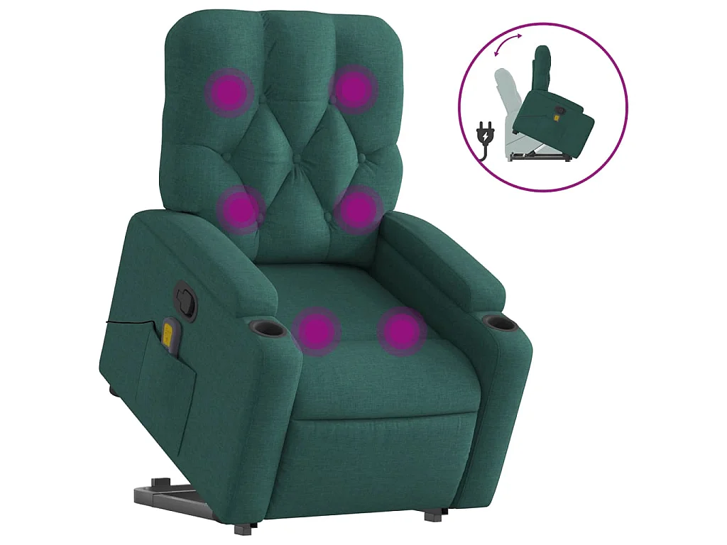 Fauteuil inclinable de massage Vert foncé Tissu