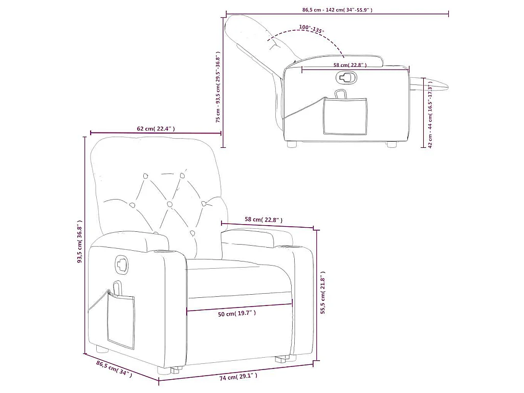 Fauteuil inclinable de massage Vert foncé Tissu