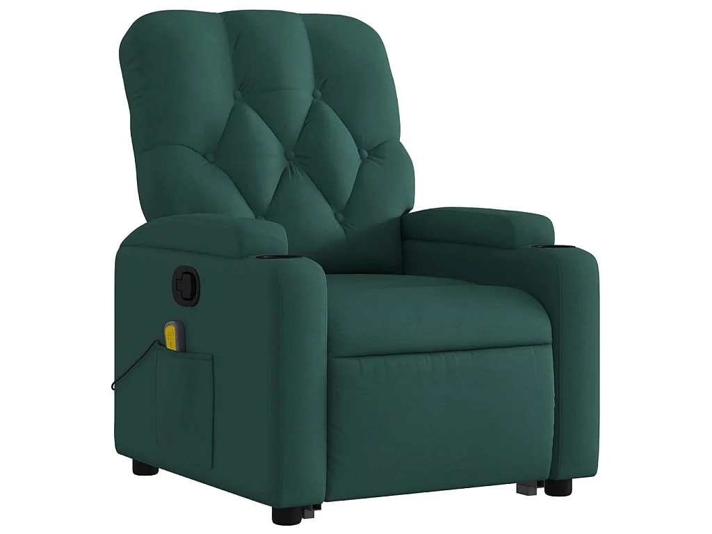 Fauteuil inclinable de massage Vert foncé Tissu