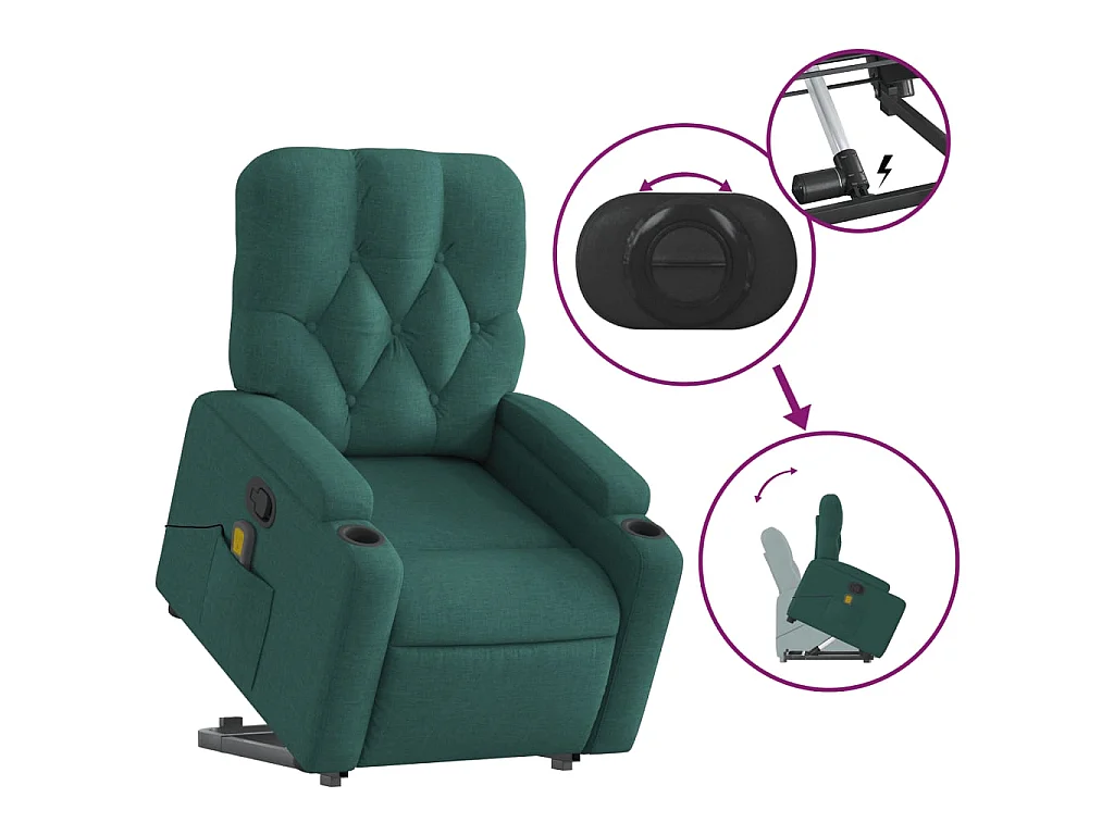 Fauteuil inclinable de massage Vert foncé Tissu