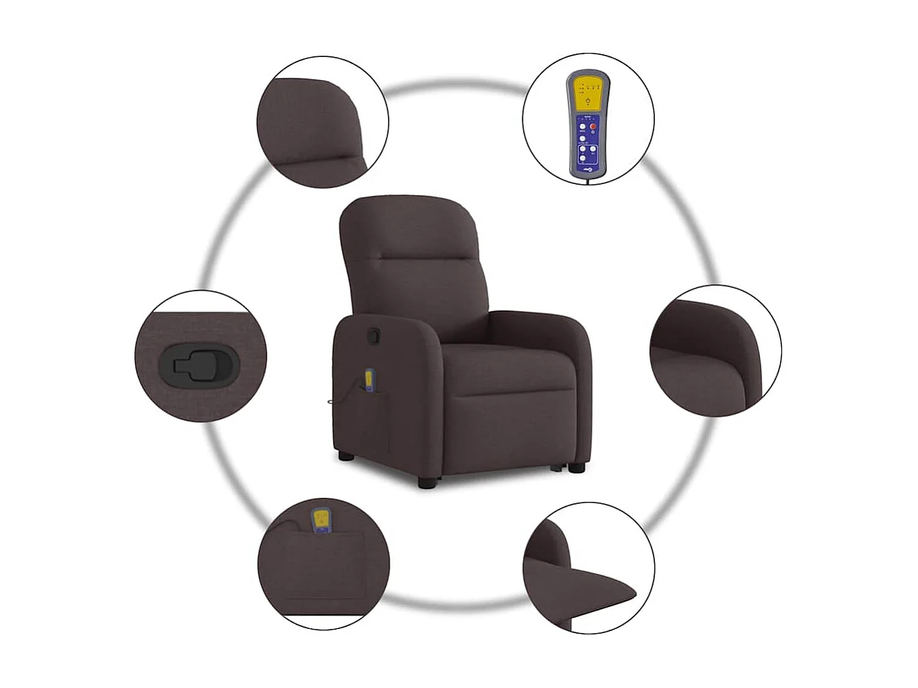 Fauteuil inclinable de massage Marron foncé Tissu